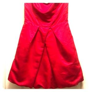 Red strapless dress